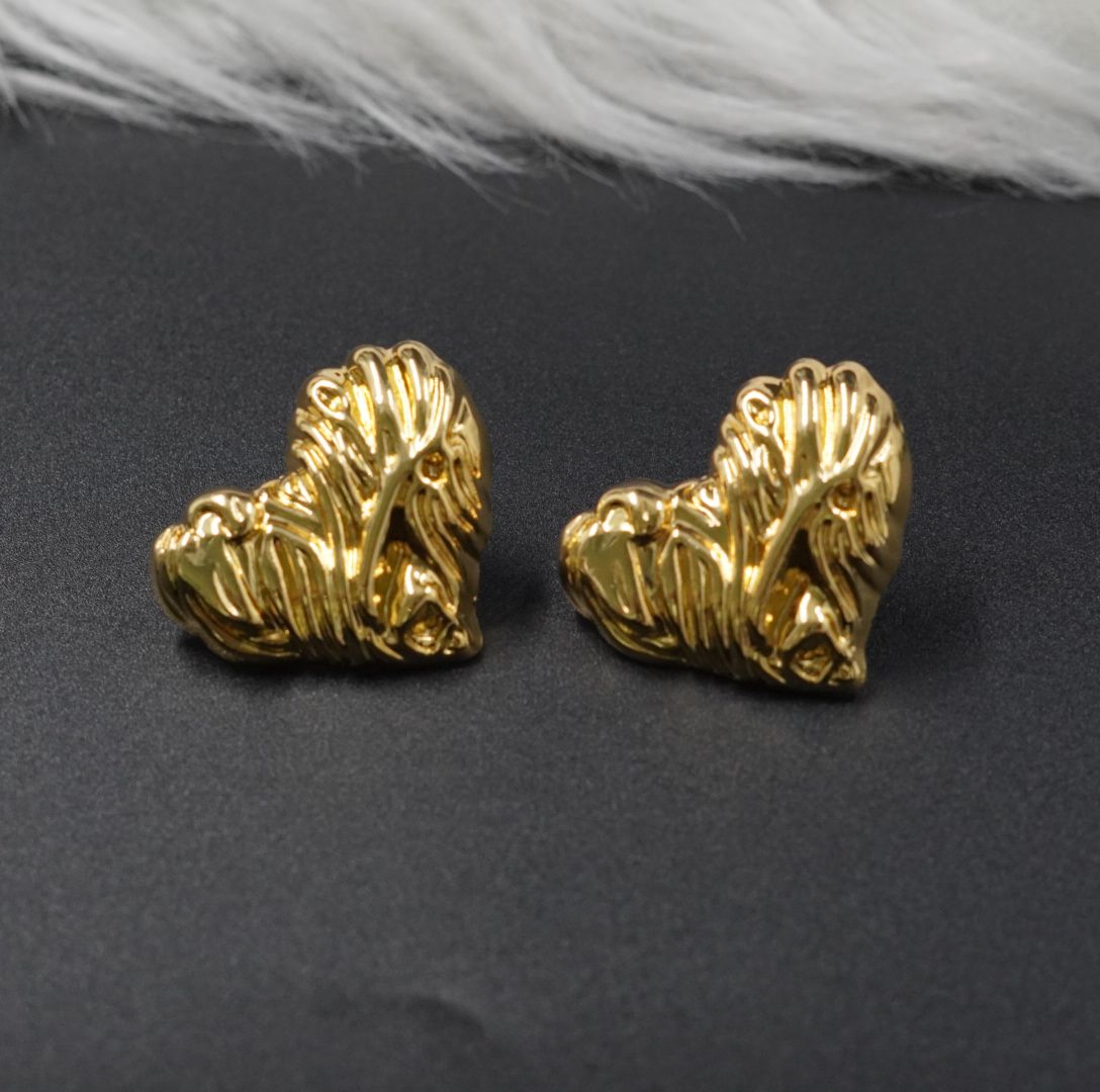 Miniatura 2 de ARETE RODIO CORAZON RAYITAS DORADO